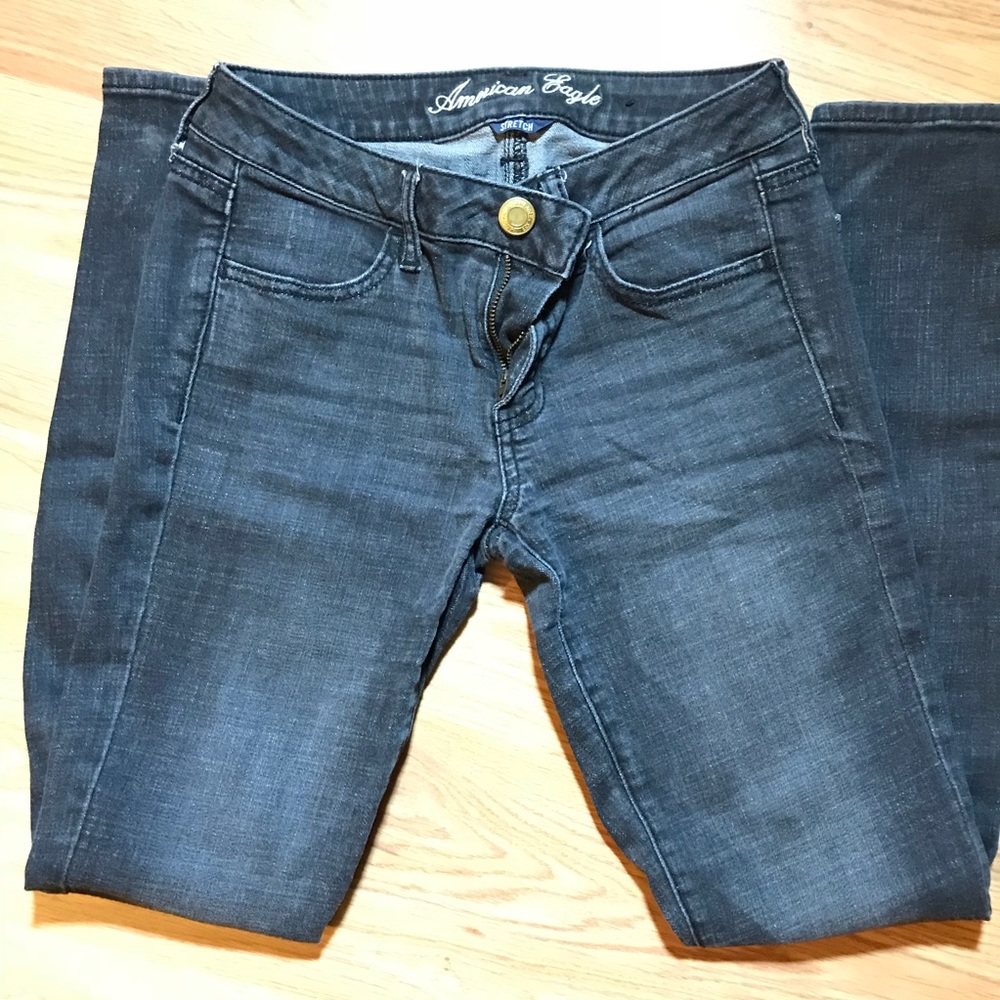 American Eagle Black Faded Skinny Jeans- Size 6
